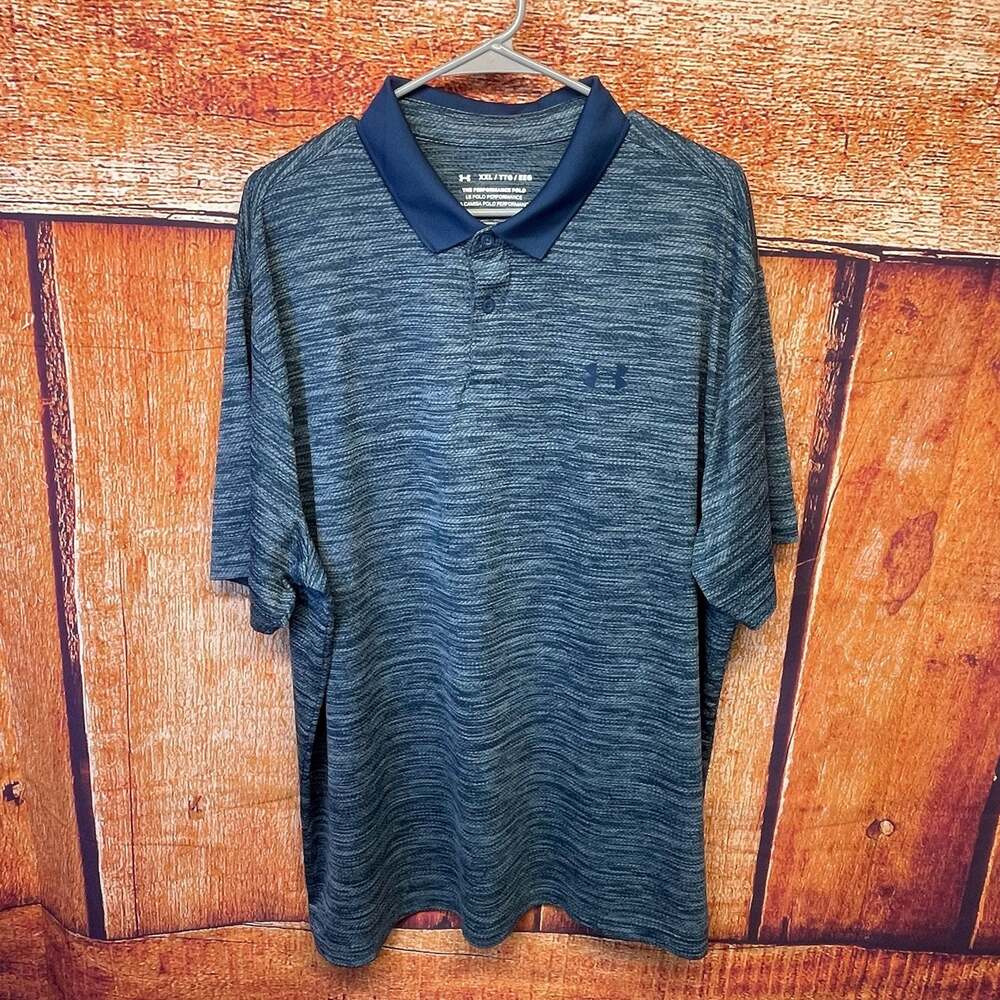Under Armour The Performance Polo Textured Blue Short Sleeve Shirt XXL